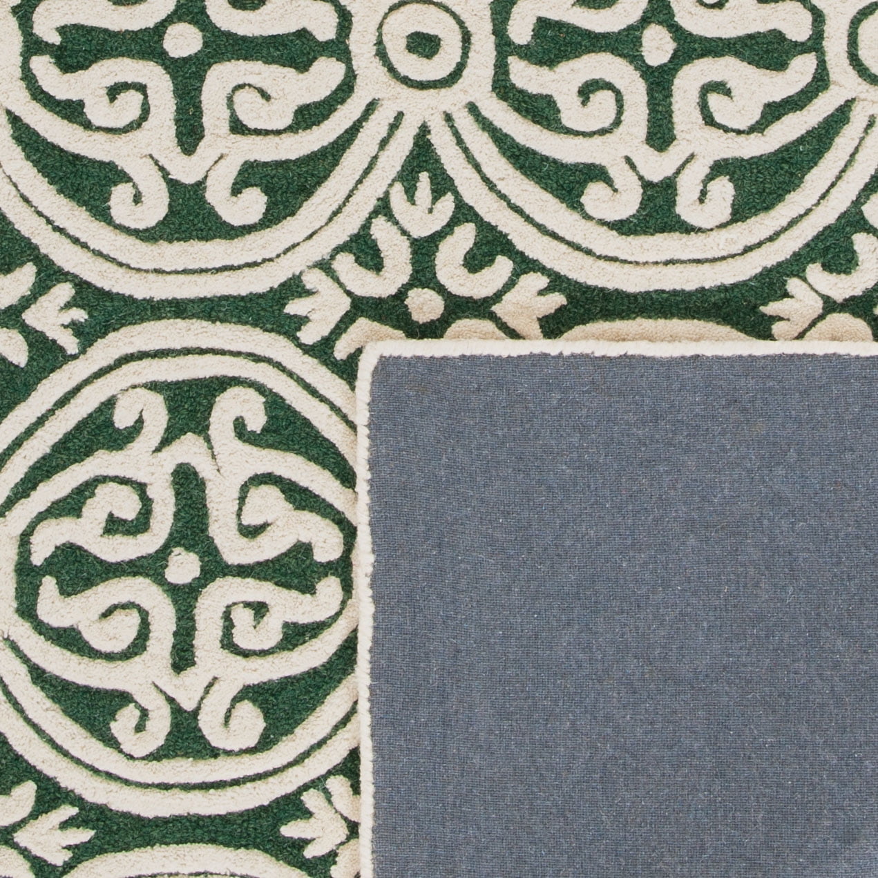 SAFAVIEH Cambridge Leslie Geometric Wool Area Rug, Dark Green/Ivory, 9' x 12'