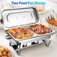 thumbnail image 6 of Doulami Chafing Dish Chafer 11 QT Stainless Steel Food Warmer Foldable Stove Dish Set Rectangular Chafing Dish Full Buffet Catering with Tong and Spoon, 6 of 12