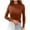 Brown, variant on BXINGOHAI Mock Turtle Necks Sweaters for Women Slim Fit Long Sleeve Knit Sweater Solid Basic Shirts 2024 Fashion Fall Top With Button Today Sales Khaki,S