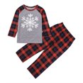 thumbnail image 2 of Pudcoco Parents Children's Suits Christmas Snowflake Printed Plaid Red Pajamas Romper Kids Baby, 2 of 7