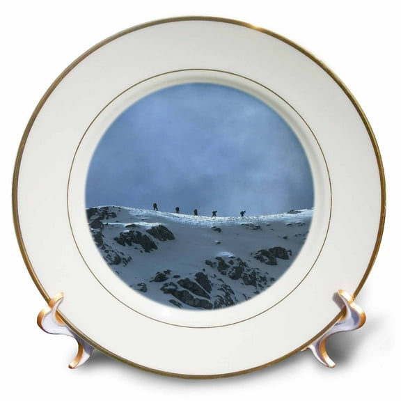 3dRose, Ben Nevis climbers mid ascent to the summit, 8 inch Porcelain Plate