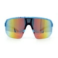 thumbnail image 5 of Mens Oversized Color Mirror Shield MTB Half Rim Sport Plastic Sunglasses Blue - Orange Mirror, 5 of 8