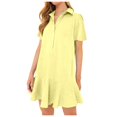 thumbnail image 1 of Vestido de manga corta con volantes en el dobladillo para mujer - Midi informal de verano, estilo vintage - Versátil (S-XXL), 1 of 8