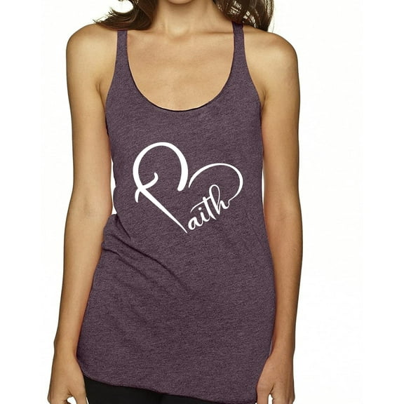 Wild Bobby Heart Made Of Faith Inspirational/Christian Women Tri-Blend Racerback Tank Top, Vintage Purple, Large