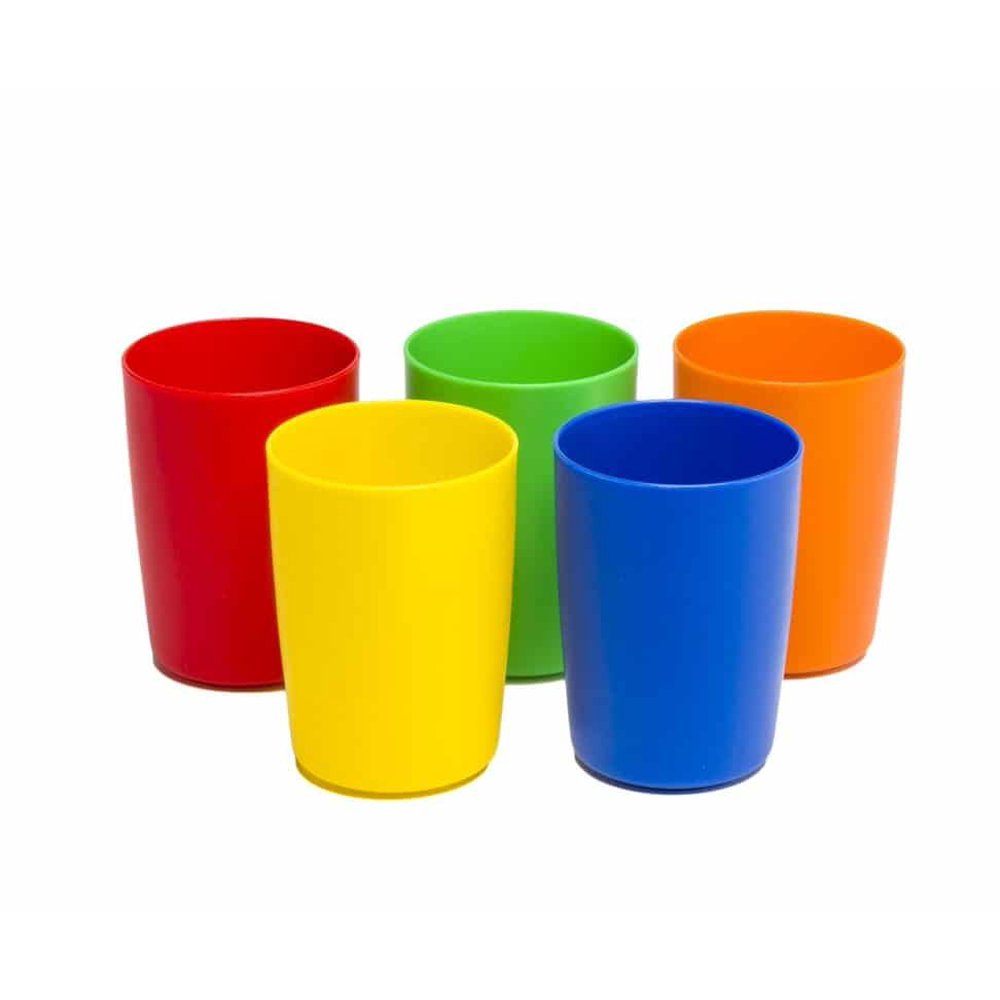 Greenco Set of 5 Unbreakable Reusable Plastic Kids Cups, Assorted