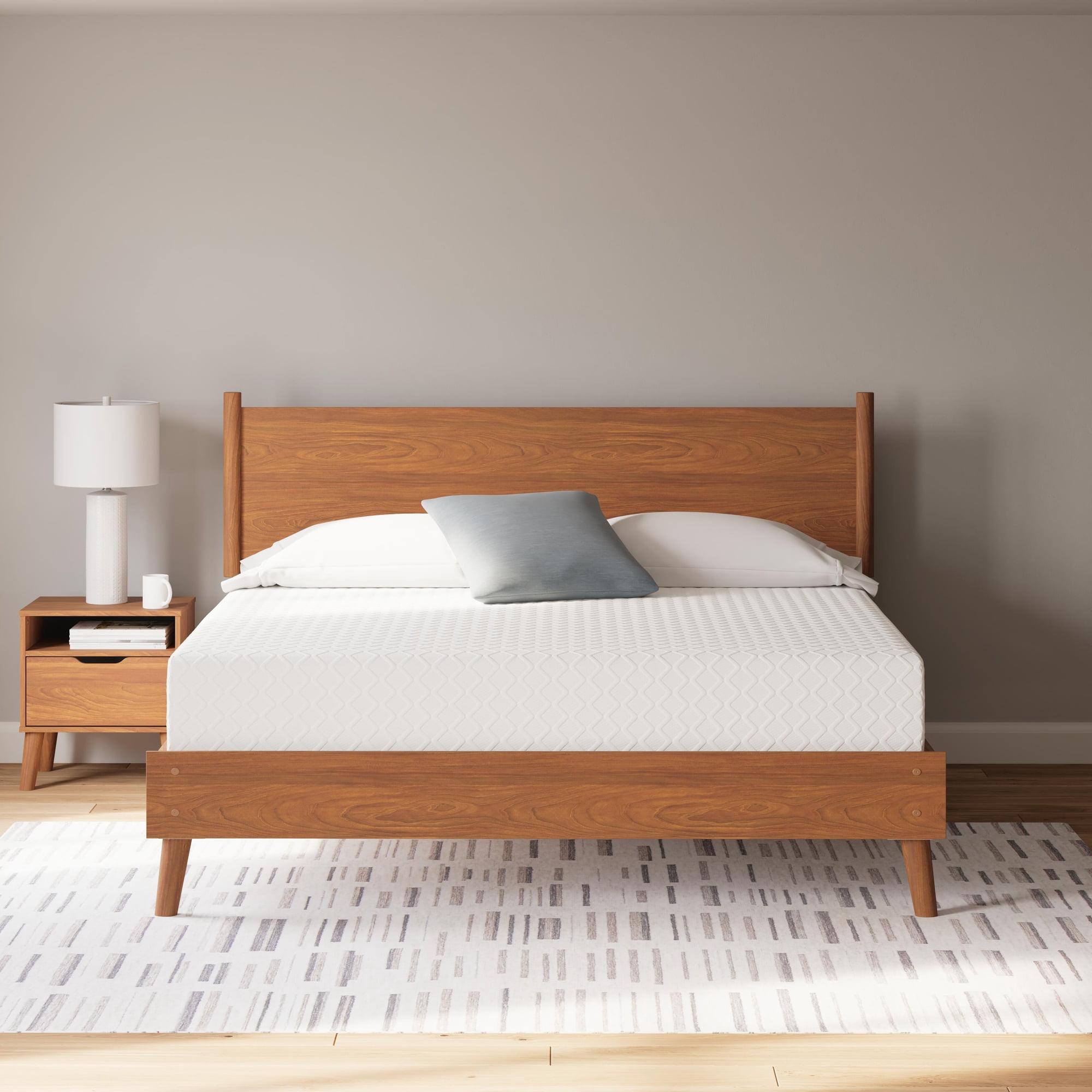 Signature Design by Ashley 12 Inch Chime Medium Firm Charcoal Gel & Green Tea Infused Memory Foam King Mattress for Pressure Relief