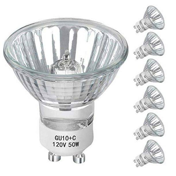 GU10 Bulb, 6 Pack Halogen GU10 120V 50W, Dimmable, MR16 GU10 Light Bulb Long Lasting Lifespan, gu10+c 120v 50w for Track&Recessed Lighting, Gu10 Base Bulb, W50MR16/FL/GU10 (Silver Light Cup) - Walmart.com
