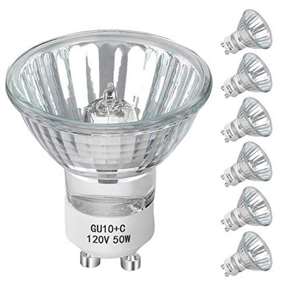 GU10 Bulb, 6 Pack Halogen GU10 120V 50W, Dimmable, MR16 GU10 Light Bulb with Long Lasting