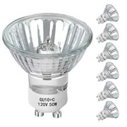 GU10 Bulb, 6 Pack Halogen GU10 120V 50W, Dimmable, MR16 GU10 Light Bulb with Long Lasting Lifespan, gu10 c 120v 50w for Track&Recessed Lighting, Gu10 Base Bulb, W50MR16/FL/GU10 (Silver Light Cup)