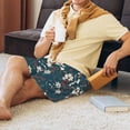 thumbnail image 6 of Kdxio Vintage Floral Print Mens Sleep Shorts Bottoms Soft Comfy Pajama Wear Pants with Drawstring Pockets, 6 of 7