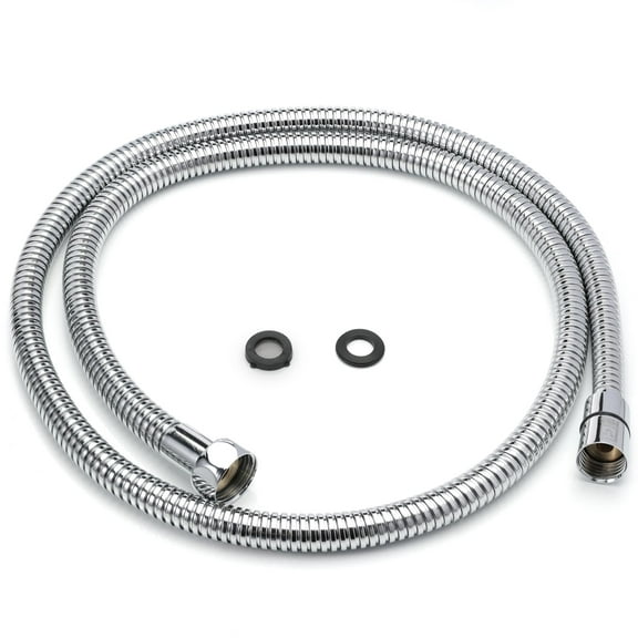 H&S Stainless Steel Shower Hose with 2 Washers - 1.75m (69”) - Extra Long Universal Replacement Hose with Chrome Finish - Anti Kink & High Flow Flexible Handheld Extension