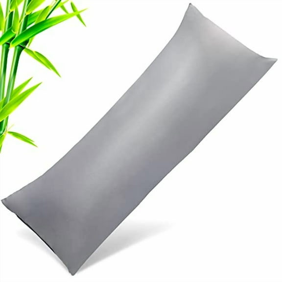 Body Cooling Pillow Cases Cover,Bamboo Rayon Dark Grey Body Pillowcases with Zipper Closure,Cool and Breathable Pillow Case for Hot Sleepers and Night Sweats,20x54 inches