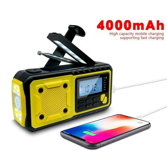 Kaito KA368 Digital Solar Crank AM FM NOAA Weather Radio with Flashlight Yellow