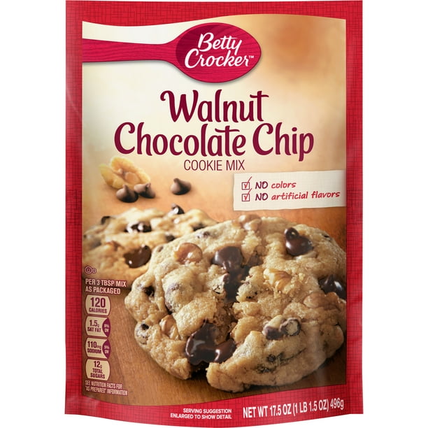 Betty Crocker Walnut Chocolate Chip Cookie Mix, 17.5 oz Box Walmart