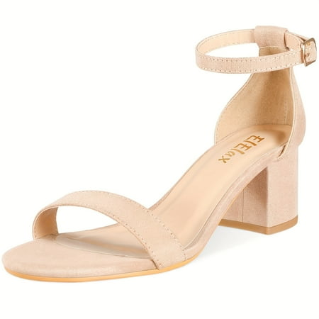 KINODAY Open Toe Sandals Low Block Heel 2.25 Inch Adjustable Ankle Strap Elegant Dress Shoes For Formal And Casual Occasions