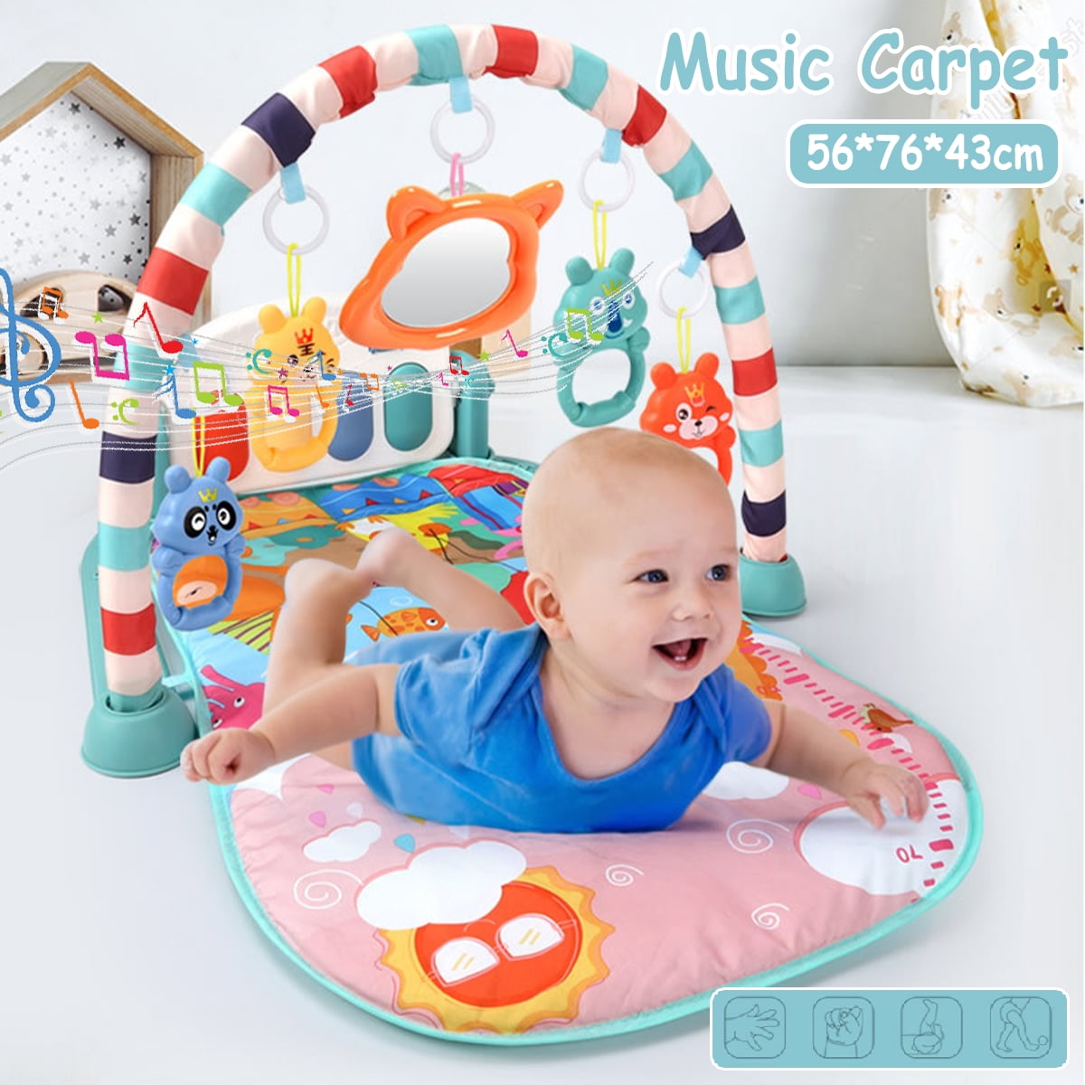 Soft Breathable Baby Music Carpet MultiFunctional Children Crawling