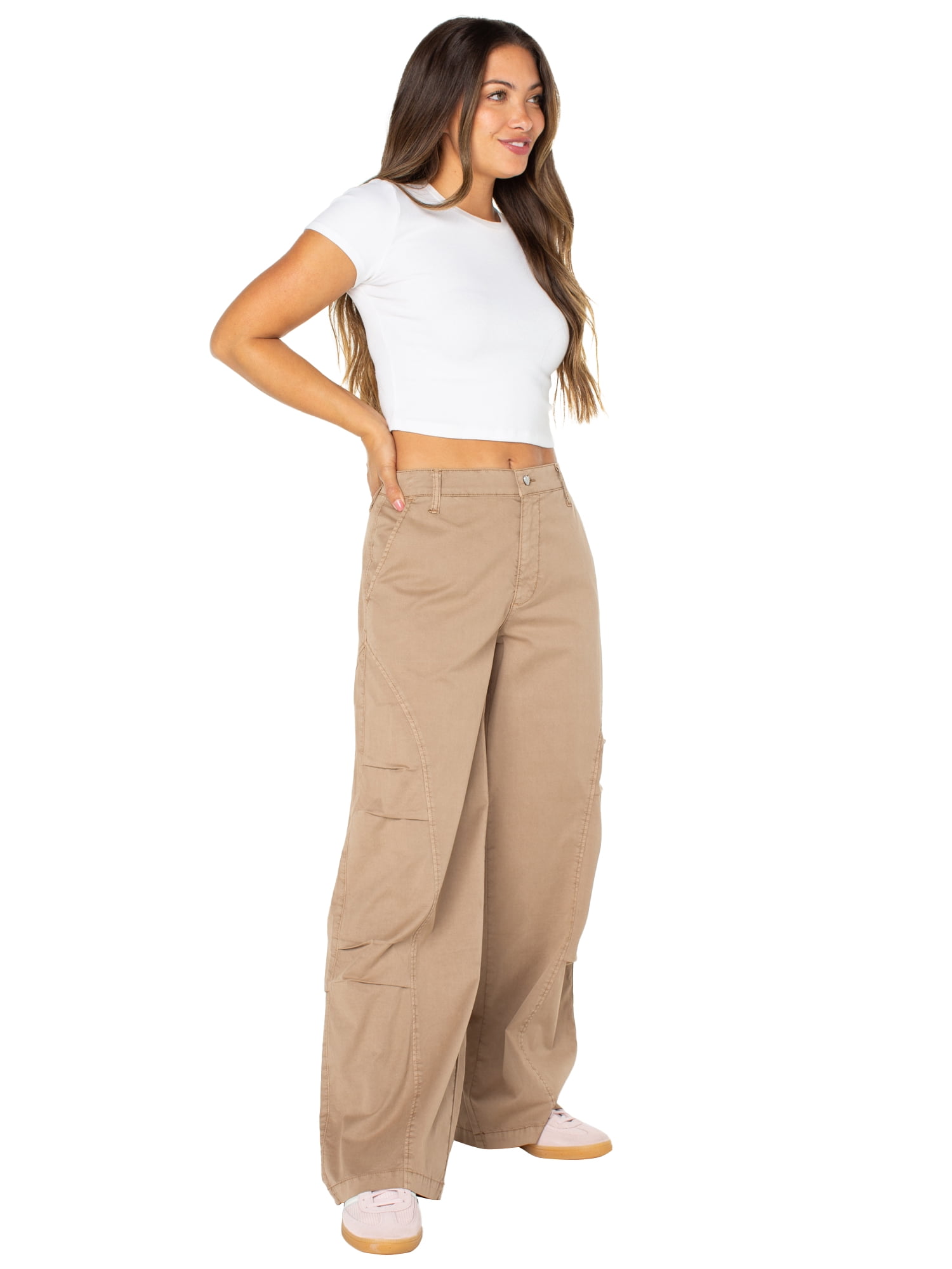 Celebrity Pink Women’s and Women's Plus Wide Leg Cargo Pants, Sizes XS-4X