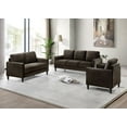thumbnail image 6 of Home Design Airell Velvet Arm Sofa with Plush Armrests and Sleek Black Legs, Modern Upholstered Design for Living Room, Brown, 6 of 6