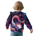thumbnail image 3 of Xoenoiee Galaxy Axolotl Star Print Girls Sweatshirt Graphic Jackets Ruffle Shoulder Pullover Top Casual Long Sleeve Shirt Toddler Kids Crewneck Sweater Fall Outfits, Size 2-3 Years, 3 of 7
