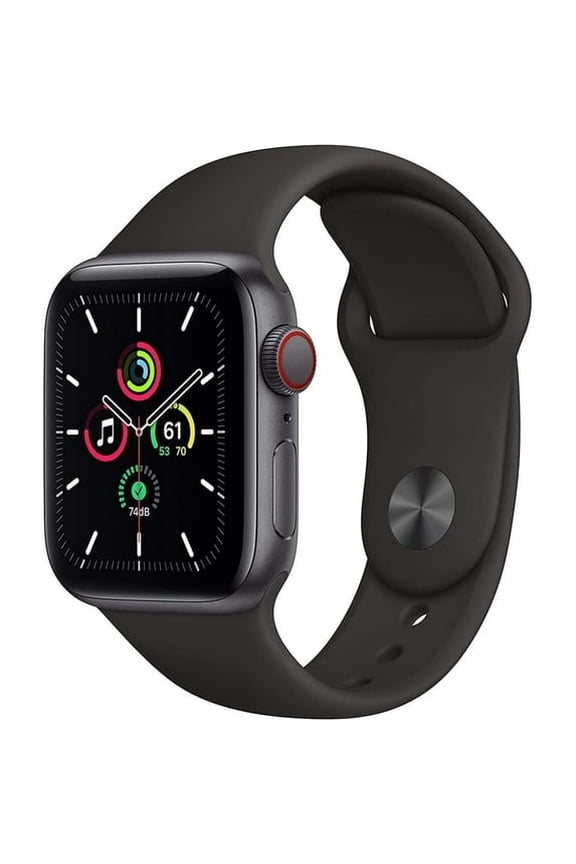 Restored Apple, Watch SE, Smart Watch, GPS + Cellular Black Sport Band, Apple Watch Compatibility, Space Gray Aluminum 44mm, 1, 1, 1