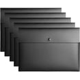 thumbnail image 1 of Apuakthei - Carpeta de archivos con bolsillos, sobre de plástico, carpeta plana para documentos, organizador de cartas con cierre de botón a presión, tamaño carta A4 (paquete de 5, color negro), 1 of 5