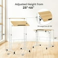 thumbnail image 3 of PRZL Height Adjustable Rolling Desk Mobile Portable Laptop Stand Cart Small Sit Standing Desk Computer Table Workstation for Home Office, Natural, 3 of 19