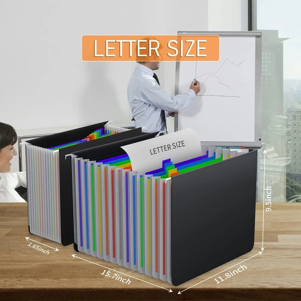 Expandable Hanging File Folder – 13-Pocket Plastic Organizer With Tabs, Letter S