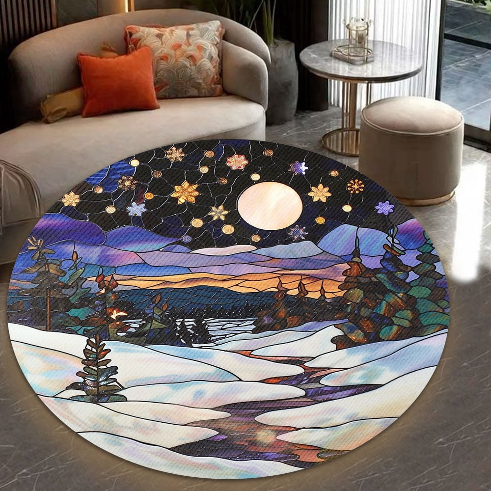 Round Area Rug, Sunset Non-Slip Floor Mat, Soft Washable Carpet for Living Room Bedroom Decor 24 Inch