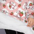 thumbnail image 3 of Oversized Wearable Blanket Hoodie,Pink Cow Strawberry Pattern Sherpa Blanket Hoodie with Super Pockets,Super Warm Fuzzy Pullover for Women & Men, 3 of 6