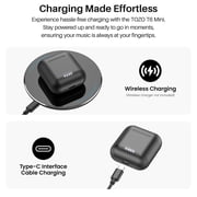 TOZO T6 Wireless Earbuds Bluetooth Headphones, 50H, AI Chat/Translation/Clear Mics, Stereo Bass, Wireless Charging, App-32EQ, IPX8 Waterproof Earphones, Black