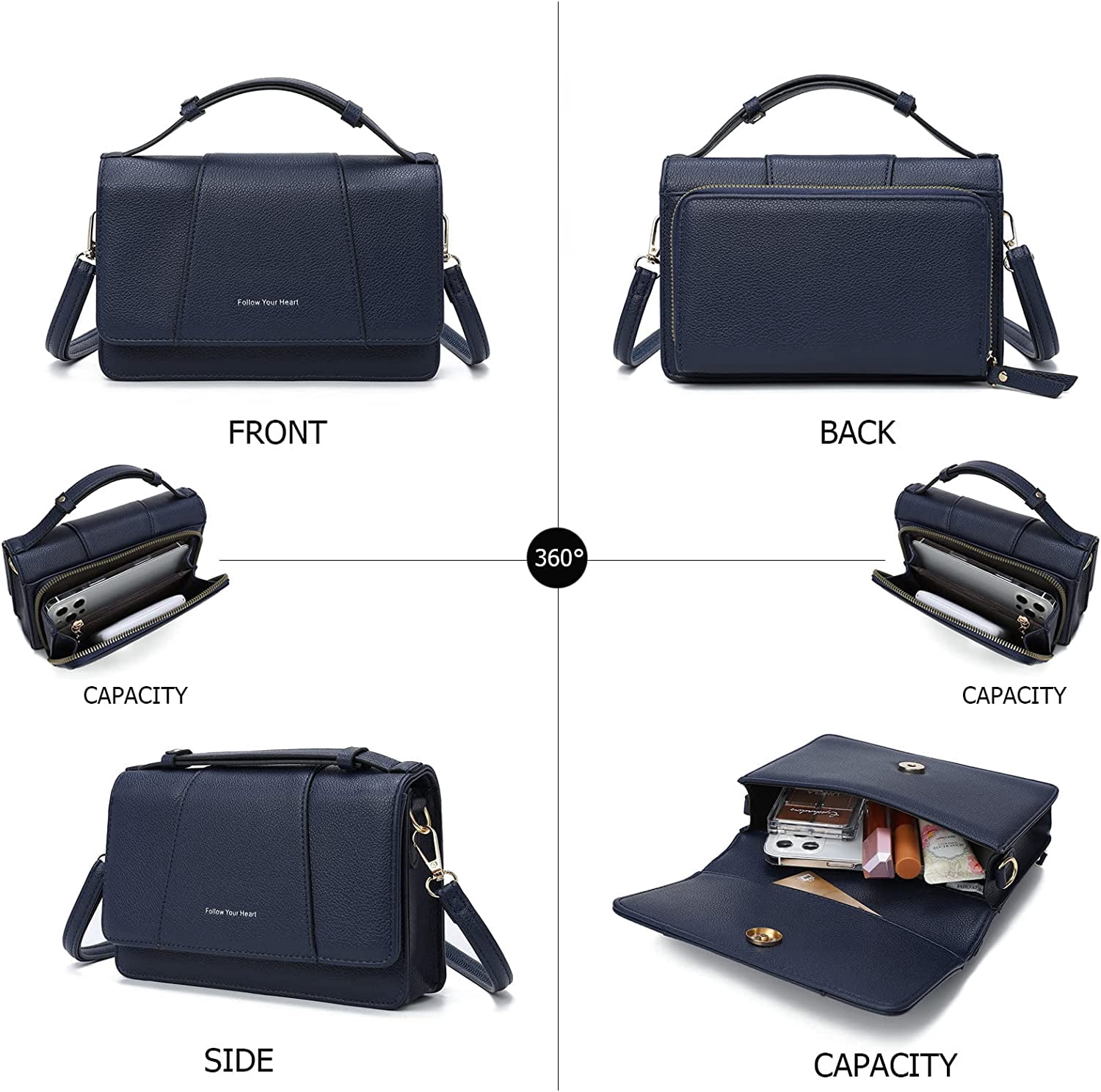 Small Crossbody Handbag for Women, Lightweight Shoulder Messenger Bag Clutch Purse Top Handle Phone Bag