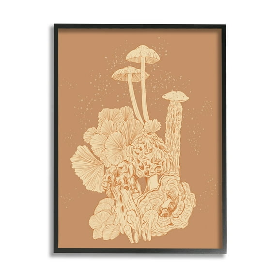 Stupell Industries Woodland Nature Varied Mushrooms Botanical & Floral Painting Black Framed Art Print Wall Art