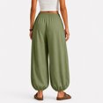 thumbnail image 4 of Women's Casual Loose Lantern Harem Pants Elastic Waist Baggy Wide Leg Trousers with Cuffed Ankles for Summer Wear, 4 of 7
