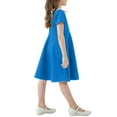 thumbnail image 4 of CHEEREAM Girl's Short Sleeve Casual Vintage Peter Pan Collar Fit and Flare Skater Party Dress with Pockets 4-12 Years Blue 2 Years, 4 of 4