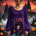 thumbnail image 6 of Halloween Shirts for Women Spooky Ghost Graphic Tunic Tops Long Balloon Sleeve Loose Casual Fall Blouses Holiday Party Costumes Apparel, 6 of 6