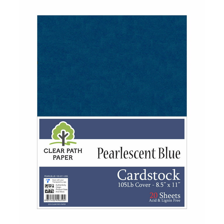 Pearlescent Blue Cardstock - 8.5 x 11 inch - 105Lb Cover - 20 Sheets -  Clear Path Paper 