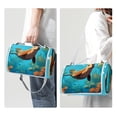 thumbnail image 3 of Platypus Canvas Outdoor Picnic Mat Waterproof Foldable Portable Beach Blanket for Camping Hiking Travel - Blue/White Stripe Pattern, Large Size 79" x 59, 3 of 6