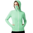 thumbnail image 3 of Women's Loose Fit Long Sleeve Hooded Zipper Solid Color Sun Protection Top Shirt Casual Daily Fashion Shirts | CSEONE,Mint Green M, 3 of 6