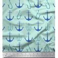 thumbnail image 1 of Soimoi Green Poly Georgette Fabric Anchor Hook Nautical Decor Fabric Printed Yard 42 Inch Wide, 1 of 1