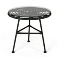 thumbnail image 2 of Benjara Tee Outdoor Side End Table- 20" Rattan Weave with Glass Top- Gray, 2 of 5