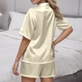 thumbnail image 6 of Women's Pjs Sets Silk Pajamas for Women Short Sleeve Sleepwear Shirt-Style Collar Pjs Womens 2 Piece Pajama Sets Women Gifts for Birthday M, 6 of 6