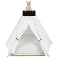 thumbnail image 2 of Pet Teepee for Cats Dogs, Portable Teepee Tent with Thick Cushion, Washable Dog House with Blackboard, Indoor Pet Bed for Small Pet, Puppies, Rabbits, 2 of 6