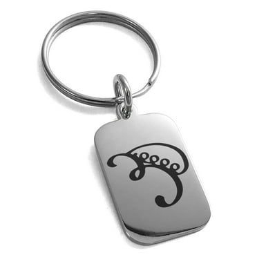 Stainless Steel Reiki Iava Persistence Engraved Small Rectangle Dog Tag Charm Keychain Keyring