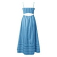 thumbnail image 6 of Kureaily Women Striped Sleeveless Maxi Dress Swing Cutout Midi Dress Backless Smocked Spaghetti Strap Boho Flowy Long Cute Casual Dresses Women's Casual Dresses, 6 of 7