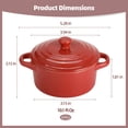 thumbnail image 5 of 4 Pcs Red Ceramic Small Cocotte Set, 5.3 x 3.1 in Small Ramekins with Lids & Handles, 10.1 Fl Oz Dutch Oven Safe Ceramic Bowls for Steaming, Baking, Desserts, Food, 5 of 6