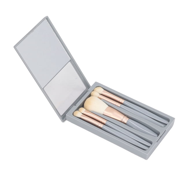 Portable Cosmetic Brushes Set, 5Pcs Skin Friendly Lightweight Travel Size Makeup Brush Set Pink Easy To Use Complete Function Soft Bristles for Daily