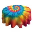 thumbnail image 4 of Colorful Tie Dye Mandala Pattern Round Tablecloth 60"x60",Wrinkle Wipeable Table Cloth for Kitchen Dining Room Picnic Patio Party, 4 of 6