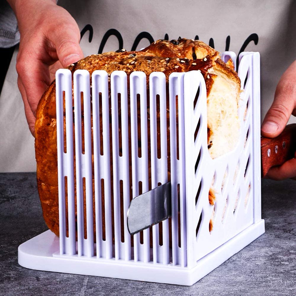 2 Pack Bread Slicer,Adjustable Toast Slicer Toast Cutting Guide Folding