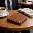 thumbnail image 4 of Coffee Men’S Leather Wallet With Multiple Card Slots, Slim Rfid Blocking Billfold Money Clip, Business Fashion Accessory, 4 of 7