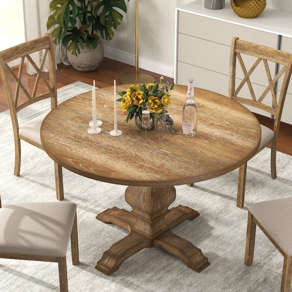 Roundhill Furniture Havre Pedestal Base Round Dining Table